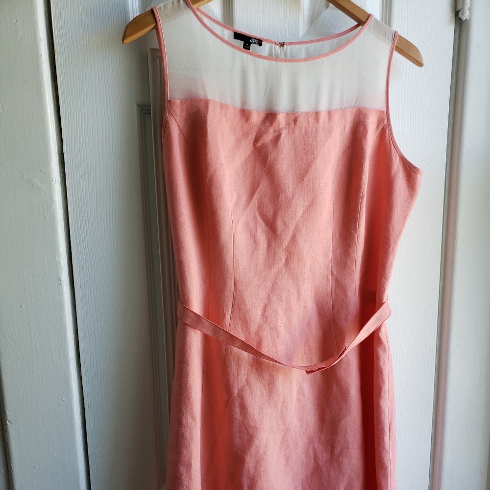 Pink linen sheath dress